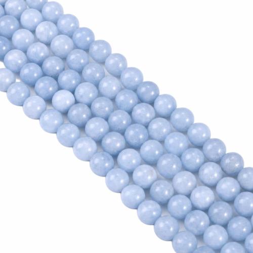 Single Gemstone Beads, Jade, Round, polished, DIY blue Approx 38 cm 