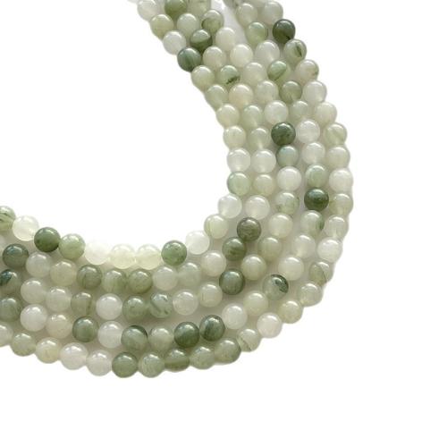 Single Gemstone Beads, Green Grass Stone, Round, polished, DIY Approx 38 cm 