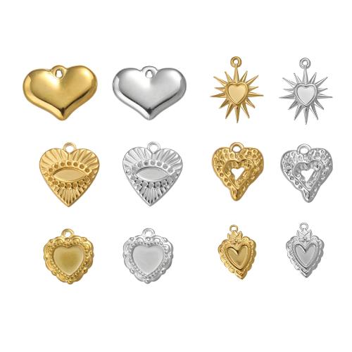 Stainless Steel Heart Pendants, 304 Stainless Steel, plated, DIY 