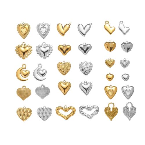 Stainless Steel Heart Pendants, 304 Stainless Steel, Vacuum Ion Plating, DIY 