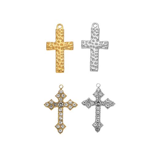 pendentifs En acier inoxydable de Croix , Acier inoxydable 304, Placage ionique sous vide, DIY & styles différents pour le choix & avec strass, Vendu par PC