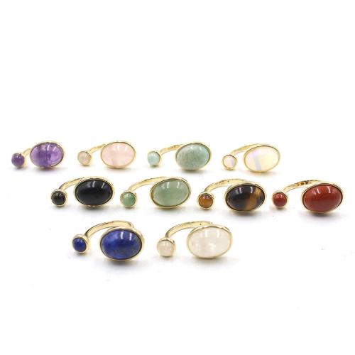 Gemstone Cuff Finger Ring, with Zinc Alloy, plated & Unisex, gemstone size 5mm 