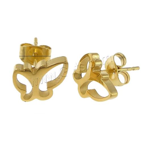 Stainless Steel Stud Earring, Butterfly, plated 