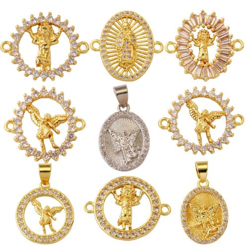 Cubic Zirconia Micro Pave Brass Connectors, plated, DIY & micro pave cubic zirconia 