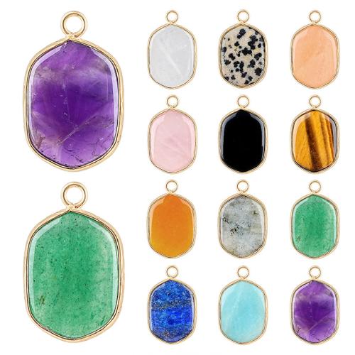 Gemstone Zinc Alloy Pendants, with Zinc Alloy, Geometrical Pattern, gold color plated, DIY 