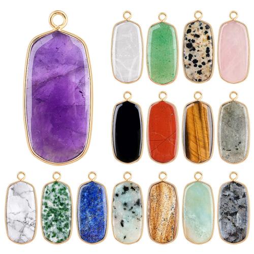 Gemstone Zinc Alloy Pendants, with Zinc Alloy, Geometrical Pattern, gold color plated, DIY 