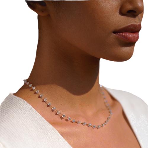 acero inoxidable 304 collar, con Cristal & aleación de zinc, con 5cm extender cadena, chapado, Joyería & para mujer, más colores para la opción, longitud:aproximado 40 cm, Vendido por UD