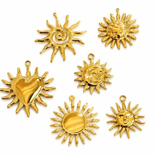Stainless Steel Pendants, 304 Stainless Steel, Sun, gold color plated, DIY 