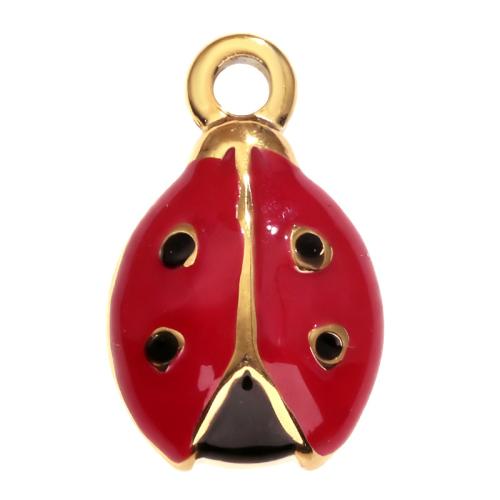 Stainless Steel Animal Pendants, 304 Stainless Steel, gold color plated, DIY & micro pave cubic zirconia & enamel 