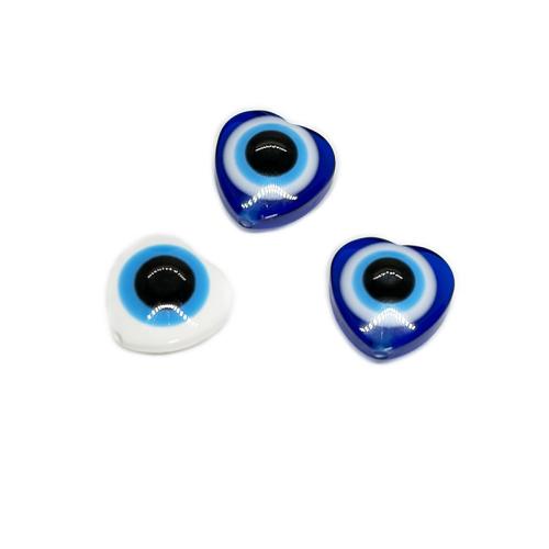 Evil Eye Resin Beads, Heart, DIY & evil eye pattern 16mm 