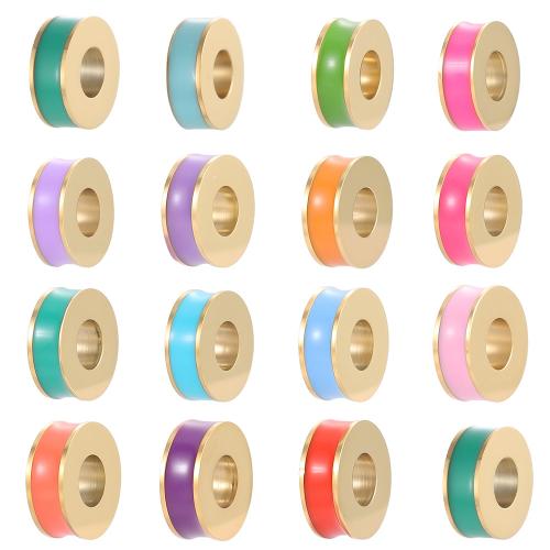 Titanium Steel Large Hole Bead, gold color plated, DIY & enamel Approx 2.2mm [