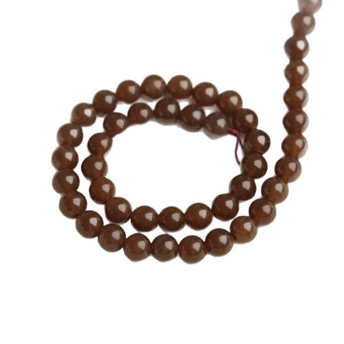 Single Gemstone Beads, Jade, Round, polished, DIY brown Approx 38 cm 