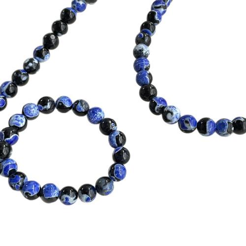 Natural Fire Agate Beads, Round, polished, DIY lapis lazuli Approx 38 cm 