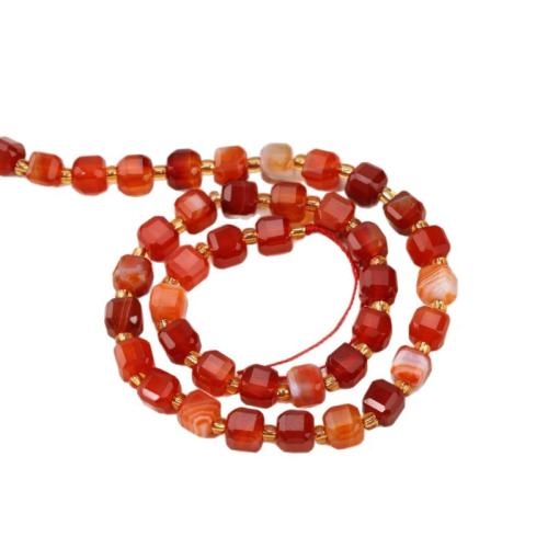 Natural Red Agate Beads, Square, polished, DIY & faceted Approx 38 cm 