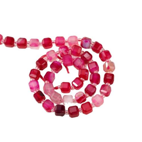 Natural Lace Agate Beads, Square, polished, DIY & faceted, rose pink Approx 38 cm 