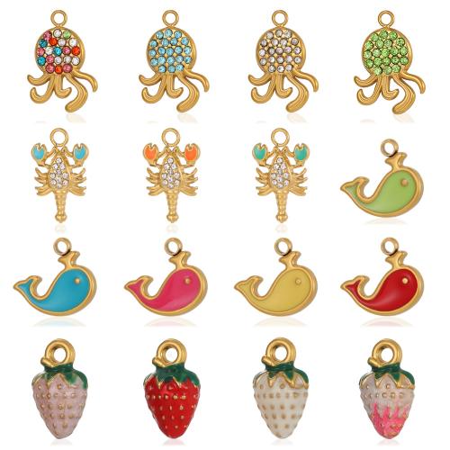 Stainless Steel Enamel Pendants, 304 Stainless Steel, gold color plated, DIY 