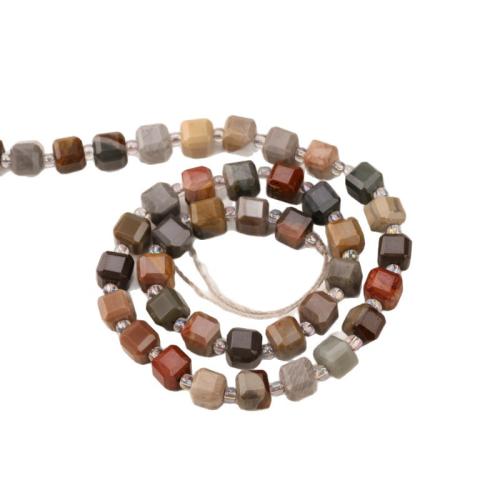 Single Gemstone Beads, Ocean Jasper, Square, polished, DIY & faceted Approx 38 cm 