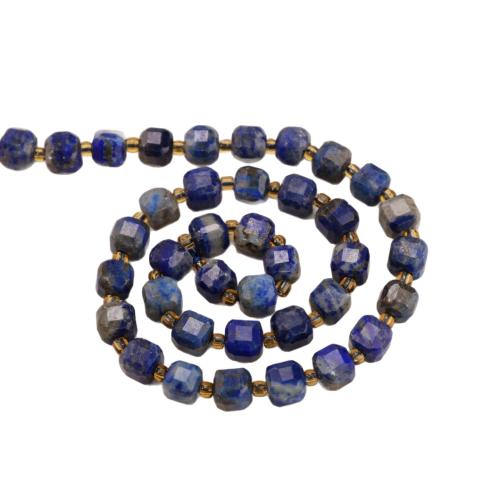 Natural Lapis Lazuli Beads, Square, polished, DIY & faceted Approx 38 cm 