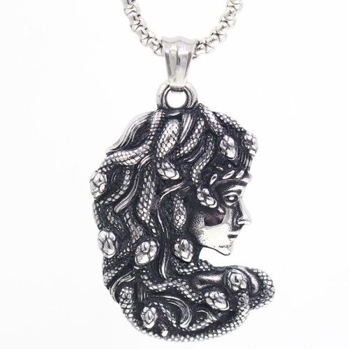 Stainless Steel Pendants, 304 Stainless Steel, Beauty and Snake, DIY & blacken 