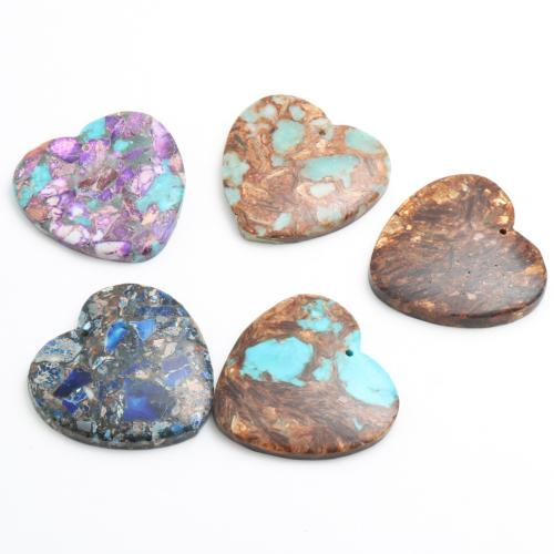 Impression Jasper Pendants, Heart, polished, DIY 