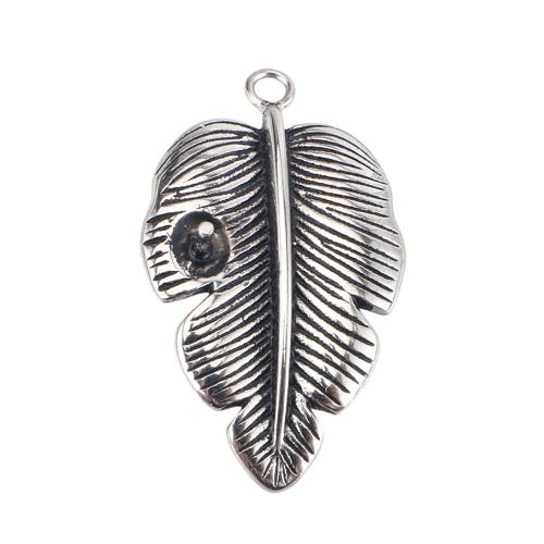 Stainless Steel Pendant Setting, 316 Stainless Steel, Leaf, DIY, original color 