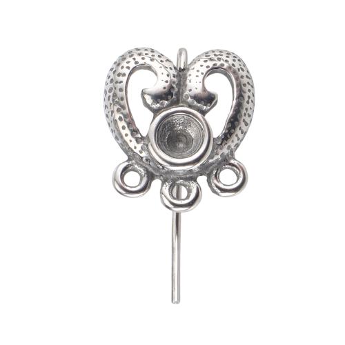 Stainless Steel Earring Stud Component, 316 Stainless Steel, DIY & hollow, original color 