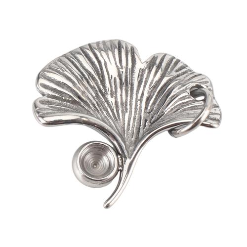 Stainless Steel Pendant Setting, 316 Stainless Steel, Ginkgo Leaf, DIY, original color 