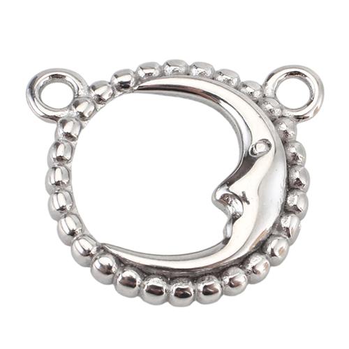 Stainless Steel Pendants, 316 Stainless Steel, Moon, DIY & double-hole, original color Approx 2mm 