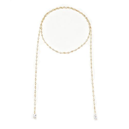 Fashion Fringe Necklace, Brass, with Rhinestone, plated, fashion jewelry, gold cm 