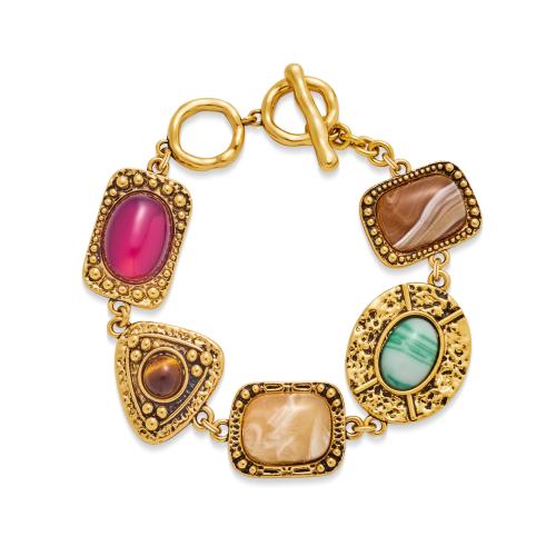 Brass Bracelet, with Resin, gold color plated, vintage & for woman Approx 20 cm 