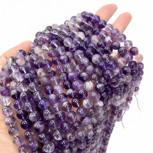 Бусины из одного камня, Фиолетовый- Рутилированный кварц, Круглая, DIY & разный размер для выбора, продается Strand