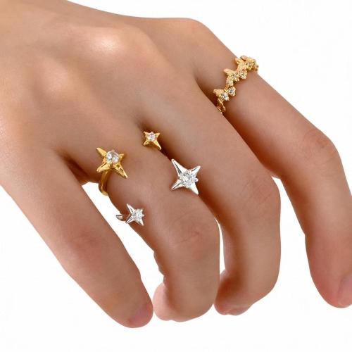 Zinc Alloy Cuff Finger Ring, plated, micro pave cubic zirconia & for woman 