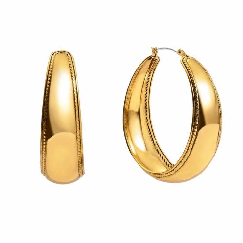 Brass Huggie Hoop Earring, plated, vintage & for woman 45mm 