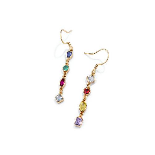 Argent sterling 925 Boucle d'oreille goutte, Motif géométrique, Placage de couleur d'or, pavé de micro zircon & pour femme Vendu par paire[