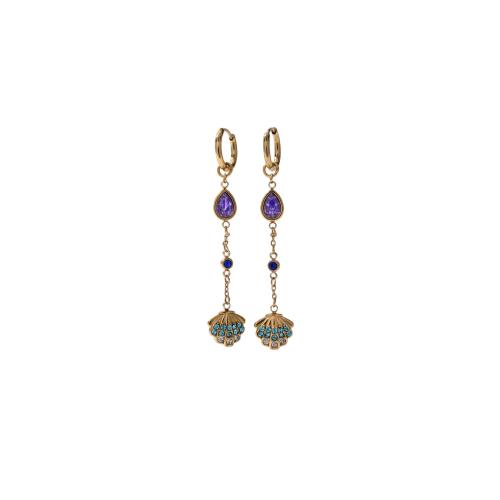 304 Stainless Steel Drop Earring, gold color plated & micro pave cubic zirconia & for woman 
