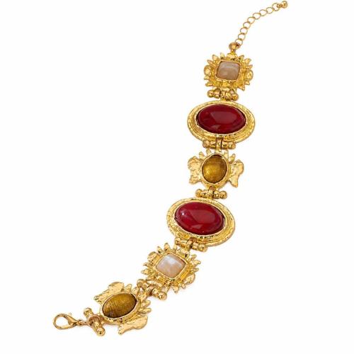 Zinc Alloy Bracelet, with Resin, gold color plated, vintage & for woman Approx 19.5 cm 