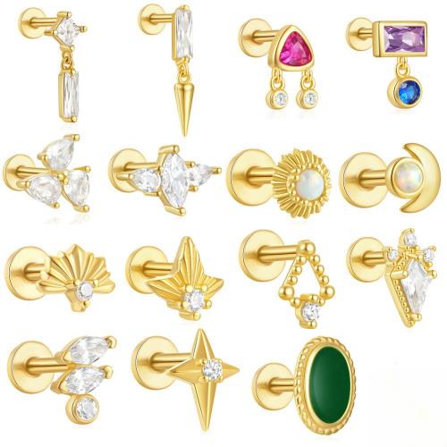 銅 スタッドイヤリング, メッキ, 異なるスタイルを選択 & 女性用 & ライン石のある, 10mm, 売り手 パソコン[
