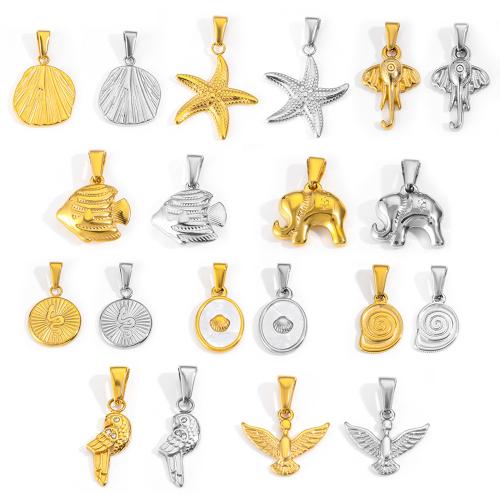 Stainless Steel Animal Pendants, 304 Stainless Steel, plated, DIY & with rhinestone 