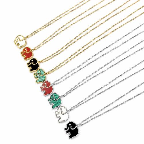 Titanium Steel Necklace, with Shell, with 5cm extender chain, Elephant, plated, cross chain & for woman Approx 45 cm 