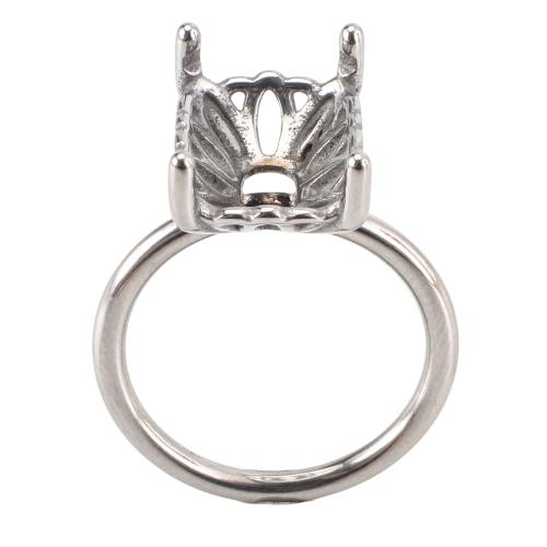 316 Edelstahl Ringschiene, DIY & einstellbar, originale Farbe, size 29x21x15mm, ring inner diameter: 17.5mm, cabochon setting: 8x12mm, Größe:7, verkauft von PC