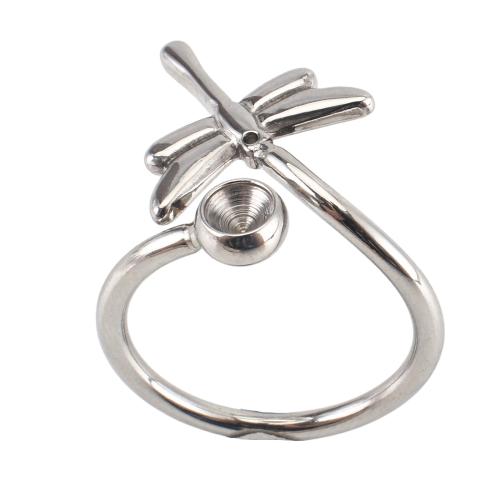 304 Edelstahl Ringschiene, DIY, originale Farbe, size 22x22x20mm, ring inner diameter: 17.5mm, rhinestones setting: 4mm, Größe:7, verkauft von PC