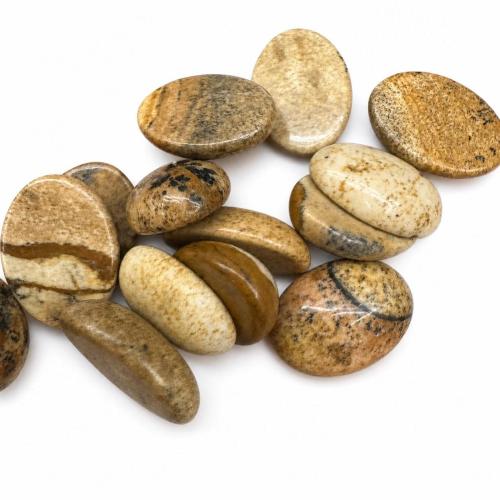 Picture Jasper flat back cabochon, polished, DIY 