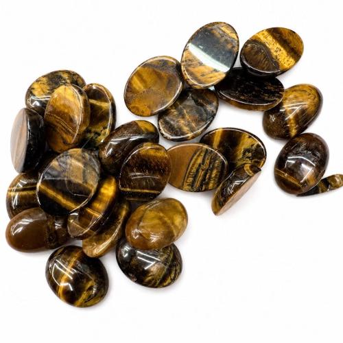 Tiger Eye flat back cabochon, Oval, half handmade, DIY 