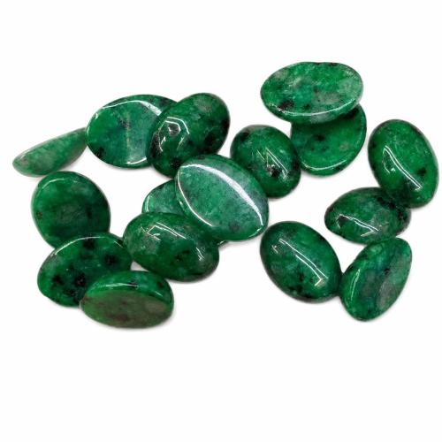 Green Spot Stone flat back cabochon, Oval, polished, DIY 
