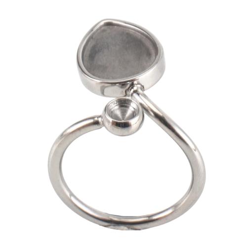 304 Edelstahl einstellbare Fingerring, Herz, DIY, originale Farbe, size: 22x22x23mm, plate inner diameter 10x13mm, rhinestone position 4mm, ring inner diameter 17.5mm, verkauft von PC