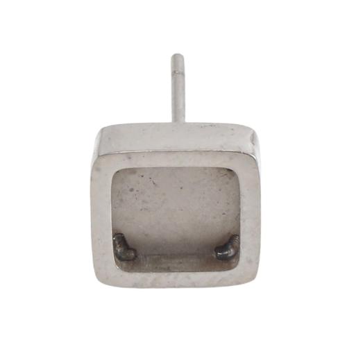 Stainless Steel Earring Stud Component, 304 Stainless Steel, Square, DIY, original color Inner Approx 