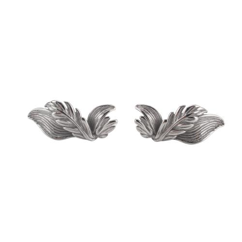 Acier inoxydable 316 boucle d oreille dormeuse, feuille, bijoux de mode & pour femme, couleur originale Vendu par paire