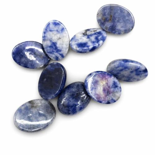 Blue Spot flat back cabochon, Oval, polished, DIY 