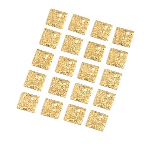 Brass Jewelry Pendants, Square, polished, DIY & hammered, original color, 10mm 