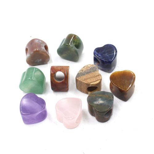 Edelstein Großes Loch Perlen, Herz, poliert, DIY & verschiedenen Materialien für die Wahl, 14x14x10mm, verkauft von PC